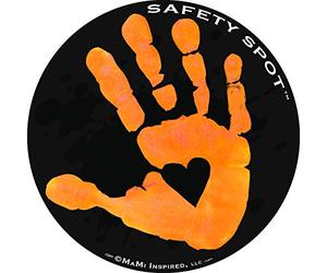 Safety Spot Aimant - Empreinte de main d'enfants pour la sécurité du parking - Fond noir (Orange)