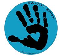 Safety Spot Aimant - Empreinte de main pour enfants pour stationnement de voiture - Fond coloré avec empreintes de mains (Bleu)