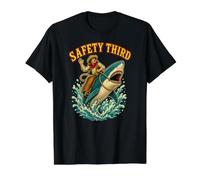 Safety Third Funny Cowboy Shark Rodeo Western Silly Meme T-Shirt Graphique avec Valeur