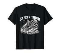 Safety Third Whale Rider Funny Sarcastic Nautical Ocean Meme T-Shirt Graphique avec Valeur, Homme, Noir, S