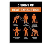 Safety Training Poster 6 Signs of Heat Exhaustion Infographic Identification Guide Canvas for Work and Warehouse(Framed,12x18inch(30x45cm))