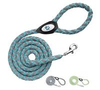 SafetyPUP XD Laisse réfléchissante pour chien - Robuste et durable - Pour les races de grande et moyenne taille - Corde tressée anti-nœuds avec poignée confortable - Bleu sarcelle