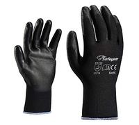 SAFEYEAR 12 paires de gants de travail de sécurité enduits de PU noir, légers pour le jardinage, les constructeurs, le bricolage, l'entrepôt, les mécaniciens hommes et femmes (noir L)