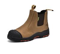 SAFEYEAR Bottes de travail S3 M-8025NB pour homme et femme, en cuir imperméable et respirant, semelles intérieures légères et confortables, coutures composites SB et plaque anti-pénétration
