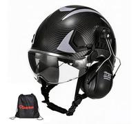 SAFEYEAR Casque de Protection Adulte avec Lunettes Anti - Rayures, protège - Oreilles, Casque de sécurité ABS EN397 avec mentonnière, Bande réfléchissante et Orifice Respirant