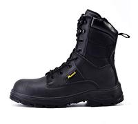 SAFEYEAR Chaussure de Securité Homme Chantier - M8350 S1P Bouchon en Matériau Composite Travail Bottes de Protection Montante Homme Legere, Anti Glisse Basket Cuir (42 EU, Noir)