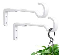 Saffruff Lot de 2 crochets muraux en métal robuste pour plantes d'extérieur, lanternes à suspendre et mangeoire à oiseaux, 20,3 cm, blanc