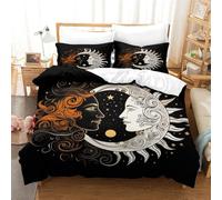 SAFGTXHTR 3D pour Garons Filles avec Housse De Couette Lune et Soleil,3 Pièces,Single（140x200cm）