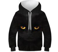SAFGTXHTR Animal Sweat À Capuche avec Imprimé Amusant 3D Chat Kitty Pull À Manches Longues pour Garçon Et Filles Capuche Pull avec Poche Âge : 6-15 Ans