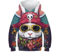 SAFGTXHTR Animal Sweat À Capuche avec Imprimé Amusant 3D Lapin Bunny Pull À Manches Longues pour Garçon Et Filles À Capuche Enfants avec Poche Âge : 6-15 Ans