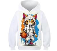 SAFGTXHTR Dunk Sweat-Shirt À Capuche Enfants avec Imprimé Amusant 3D Basketball Crossover Pull À Manches Longues pour Garçon Et Filles Unisexe pour Enfant avec Poche Âge : 6-15 Ans