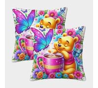 SAFGTXHTR Ours Housse De Coussin Ensemble De 2 Taie d'oreiller DécoRatif Canapé Confort Et Douceur Garantis Housses De Coussin Lavables en Machine 45x45cm