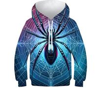 SAFGTXHTR Sweat À Capuche avec Imprimé Amusant 3D Araignée Pull À Manches Longues pour Garçon Et Filles À Capuche Enfants avec Poche Âge : 6-15 Ans
