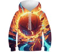 SAFGTXHTR Sweat-Shirt À Capuche Enfants avec Imprimé Amusant 3D Basket-Ball Pull À Manches Longues pour Garçon Et Filles Unisexe pour Enfant Poches À Cordon Âge : 6-15 Ans