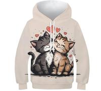 SAFGTXHTR Sweat-Shirt À Capuche Enfants avec Imprimé Amusant 3D Chatons colorés Pull À Manches Longues pour Garçon Et Filles À Capuche Enfants Poches À Cordon Âge : 6-15 Ans