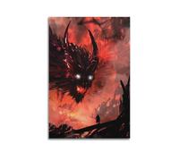 SAFHUER Poster décoratif sur toile représentant un dragon et un héros - Décoration murale moderne pour chambre à coucher - 40 x 60 cm