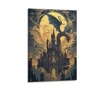 SAFHUER Poster sur toile représentant un château fantastique, poster décoratif sur toile, poster d'art moderne pour chambre à coucher (30 x 45 cm)