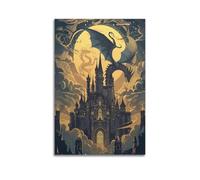 SAFHUER Poster sur toile représentant un château fantastique, poster décoratif sur toile, poster d'art moderne pour chambre à coucher (30 x 45 cm)