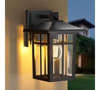 S'AFIELINA Applique Murale Extérieure IP44 Étanche, Luminaire Extérieur Mural en Alliage d’Aluminium pour Façade, Terrasse, Jardin, Garage, Douille E27, Style Moderne Noir, 2 Pièce
