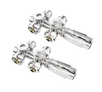 S'AFIELINA Kit de raccordement central avec thermostat pour radiateurs et radiateurs de salle de bain Thermostat - 6 niveaux réglables, Robinet thermostatique universel 50mm (Chromé, 2 pièce)