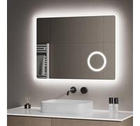 S'AFIELINA Miroir de salle de bain LED Rectangulaire grossissant 3 fois Miroir de salle de bain avec éclairage blanc froid et chaud antibuée 800×600mm