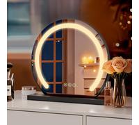 S'AFIELINA Miroir Maquillage Lumineux LED Dimmable avec Contrôle Tactile Intelligent 3 Températures de Couleur Hollywood Miroir de Maquillage Rotatif à 360° Miroir de Table Φ40cm Noir
