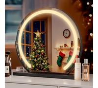 S'AFIELINA Miroir Maquillage Lumineux LED Dimmable avec Contrôle Tactile Intelligent 3 Températures de Couleur Hollywood Miroir de Maquillage Rotatif à 360° Miroir de Table Φ60cm Noir