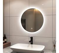 S'AFIELINA Miroir Rond Salle de Bain avec Éclairage 50 cm Miroir Mural LED avec Interrupteur Tactile Miroir de Salle de Bain Rond à Luminosité Réglable Blanc Froid 6500K IP44 Économie D'énergie