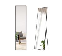 S'AFIELINA Miroir sur Pied Grand Format HD 160x40 cm, Cadre Métallique Noir, Miroir Plein Pied pour Chambre, Dressing et Salon (Noir)