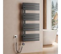 S'AFIELINA Radiateur de Salle de Bain avec Thermostat 1041x500 mm, 600W, Sèche-Serviettes à Panneau Plat avec Tige Chauffante, Raccordement Latéral, Anthracite (RAL7016)