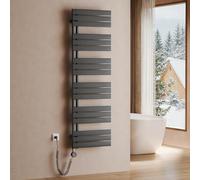 S'AFIELINA Radiateur de Salle de Bain avec Thermostat 1599x500 mm, 1000W, Sèche-Serviettes à Panneau Plat avec Tige Chauffante, Raccordement Latéral, Anthracite (RAL7016)