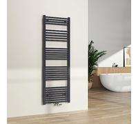S'AFIELINA Radiateur Sèche-Serviettes Anthracite 1600x500 mm Porte-Serviettes Chauffant à Eau Chaude pour Salle de Bain 654W Sèche Serviette Eau Chaude avec Raccordement Central