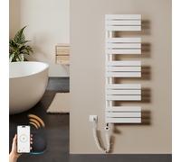 S'AFIELINA Sèche-Serviette électrique 1320×400 mm, 600 W radiateur sèche-Serviette électrique WiFi avec Thermostat, minuterie 7×24 h, Protection antigel, écran LCD, Tubes Plats élargis, Blanc