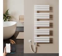 S'AFIELINA Sèche-Serviette électrique 1320×500 mm, 800 W radiateur sèche-Serviette électrique WiFi avec Thermostat, minuterie 7×24 h, Protection antigel, écran LCD, Tubes Plats élargis, Blanc