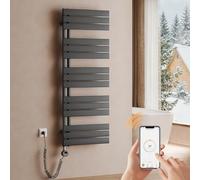 S'AFIELINA Sèche-Serviette Électrique 1320×500 mm WiFi 800W Anthracite | Radiateur Électrique Salle de Bain avec Thermostat, Minuterie Programmable, Écran LCD, Sèche-Serviette Mural