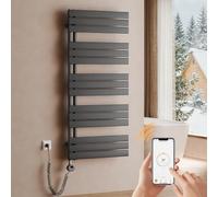 S'AFIELINA Sèche-Serviette Électrique 1320×600 mm WiFi 800W Anthracite | Radiateur Électrique Salle de Bain avec Thermostat, Minuterie Programmable, Écran LCD, Sèche-Serviette Mural