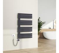 S'AFIELINA Seche Serviette Electrique Anthracite,104.1 x 60 cm, sèche Serviette Électrique avec Thermostat,600W,Connexion Latérale,Tube Plat, seche Serviette Salle de Bain avec Tige Chauffante