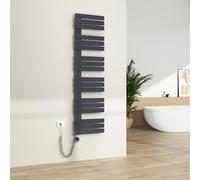 S'AFIELINA Seche serviette electrique Anthracite,159.9 x 40 cm, sèche serviette Électrique avec Thermostat,800W,Connexion Latérale,Tube plat, seche serviette salle de bain avec Tige Chauffante