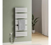 S'AFIELINA Sèche-Serviettes Électrique Blanc 1320X600mm Porte-Serviettes Électrique avec Thermostat 800W Radiateur Sèche-Serviettes Électrique avec Tige Chauffante Connexion Latérale