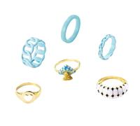 SAFIGLE 1 Jeu Anneaux Résine Colorés Pour Femmes Bijoux Chic Anneaux Forme De Et Cœur De Bagues Délicates Accessoires De Mode Pour Fête Et 6 Pièces