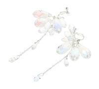 SAFIGLE 1 Paire De Longues Boucles D'Oreilles Scintillantes En Forme De Larme Pour Mariées Accessoires De Demoiselle D'Honneur À Clipser Non Percés Pour Mariages Bals De Fin