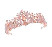 SAFIGLE 1 pièce Couronne de Mariage Cristal Diadème Élégant avec Cristaux Or et Diamant Rose Accessoire de Mariée pour Banquets et Fêtes Confortable et Durable