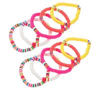 SAFIGLE 10 Bracelets Bohèmes Colorés en Pâte Polymère 6 Mm, Cordon Élastique Extensible, Lot Assorti pour Plage et Accessoires D’été, Bracelets et Résistants à L’eau Style Style Aléatoire