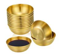 SAFIGLE 10 pièces Assiettes Rondes Acier Inoxydable Doré pour Sauce et Condiments Petits Plats à Dipper pour Tapas et Apéritifs Design Simple et Élégant