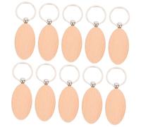 SAFIGLE 10 pièces Lot de Porte-clés Bois Vierges à Personnaliser Supports Robustes Hêtre pour DIY Accessoires Artisanaux pour Cadeaux Décoration et Identification des Clés