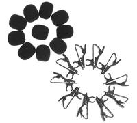 SAFIGLE 10 pièces Pinces à Cravate Microphone Fer avec Bonnettes Mousse Noires Clips Mini pour Micro Lavalier Léger pour Conférence Enregistrement et Karaoké Ligne