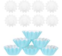 SAFIGLE 100 pièces Caissettes Cupcake Papier Bleu Ondulé Moules à Muffins Résistants pour Pâtisserie Liners de Cuisson pour Fêtes et Anniversaires