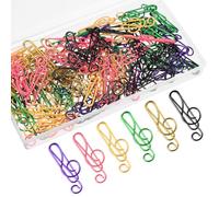 SAFIGLE 100 Pièces Trombones Colorés de Notes de Musique, Trombones de Bureau, Pet et Fer, Décoratifs, pour Mémos et Dossiers, Garçon et Filles et Étudiants Couleur Couleur Aléatoire