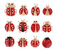 SAFIGLE 12 Pièces Broche Cartoon Insecte Épinglette Ladybug Animaux pour Femmes et Accessoire Élégant pour Vêtements pour Fêtes et Occasions Spéciales