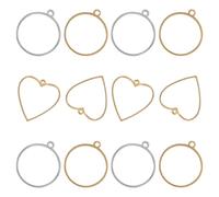 SAFIGLE 12pcs Supports de Pendentifs en Acier Inoxydable, Cadres Ouverts Ronds et Cœurs, Accessoires Polyvalents pour Création de Bijoux en Résine, Projet Créatif DIY